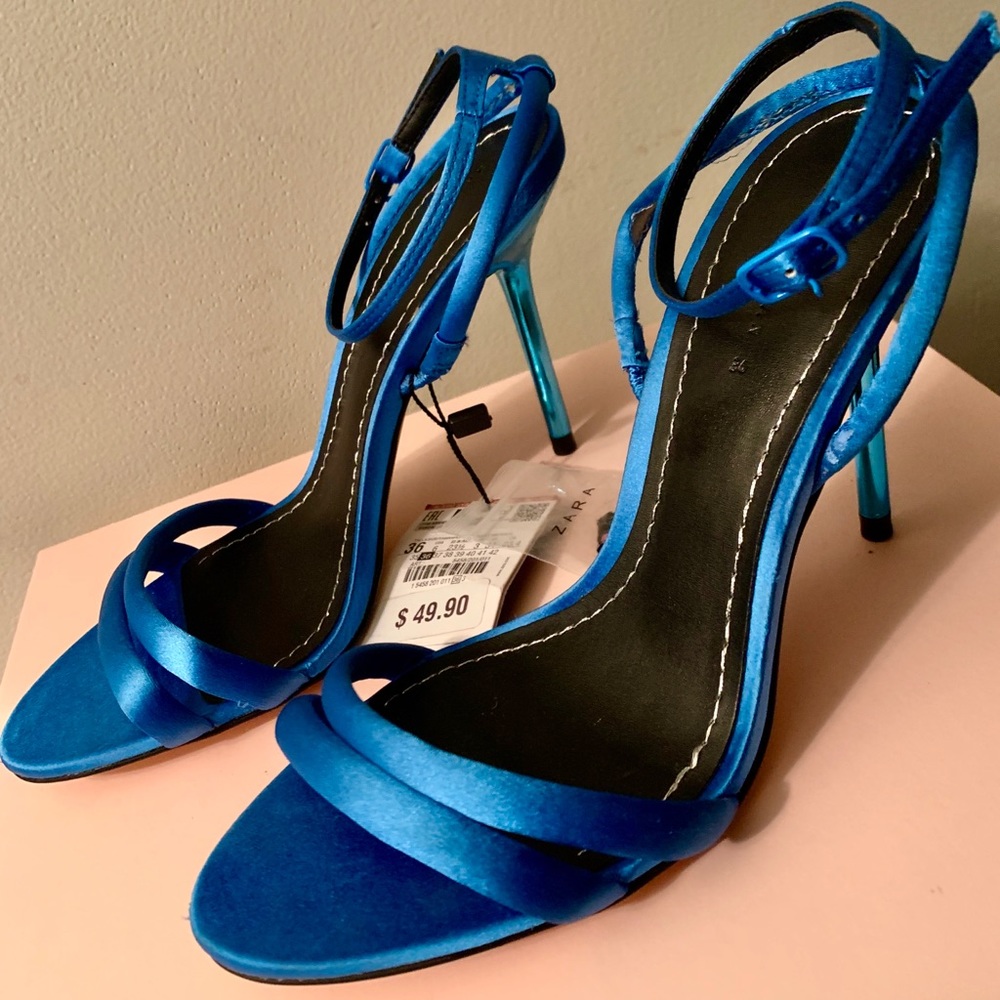 Blue heel sandals